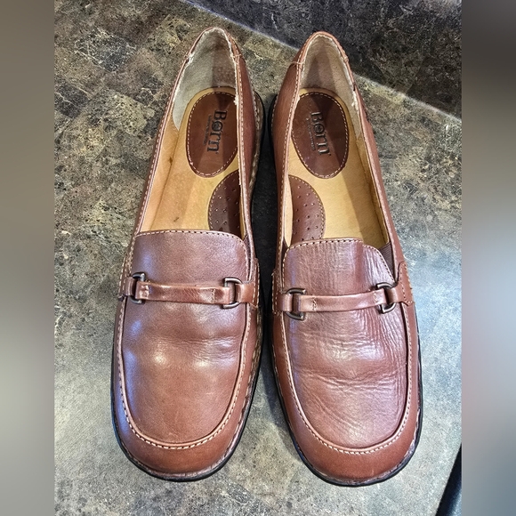 Born Womens Brown Leather Slip On Loafers Size 9.5 - Picture 1 of 7